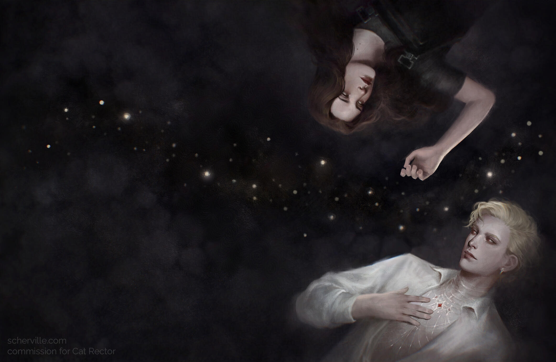A book cover illustration for "Coal Gets In Your Veins" by Cat Rector. Painted in Photoshop. 2024.